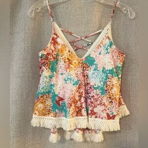 Blush Fringed Crop Top | S